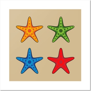 Cute Colorful Cartoon Starfish Set Posters and Art